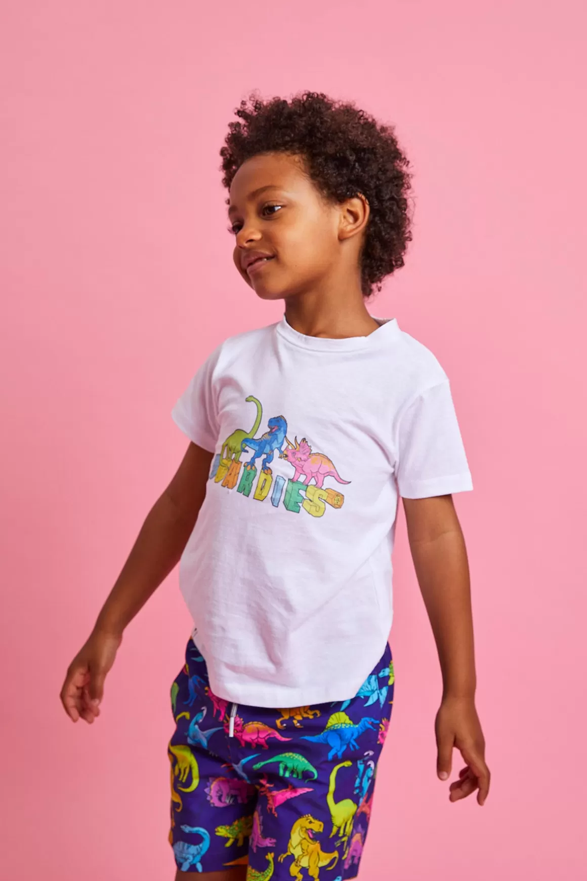 Boardies Apparel Kids White Vibrant Dino T-Shirt